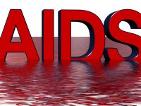 Roter Schriftzug "AIDS"
