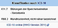 Xerostomie, ICD-10-Bezeichnung